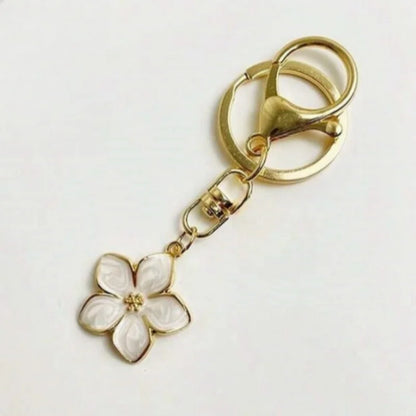 White Pear Blossom Keychain — Cute Couple Matching Keyrings & Boutique Accessories