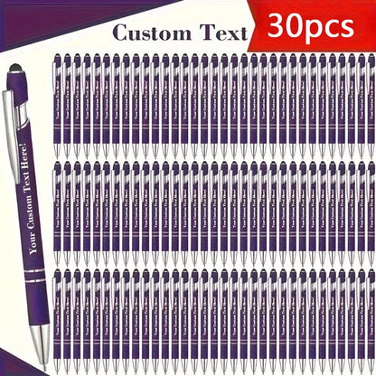 Customized Metal Ballpoint Pens - 30-Pack Engraved Logo Pens for Graduation & Holiday Gifts
