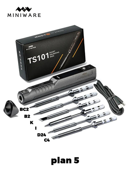 TS101 65W Mini Soldering Iron - Portable Adjustable Temperature LCD with Tip Set Upgrade