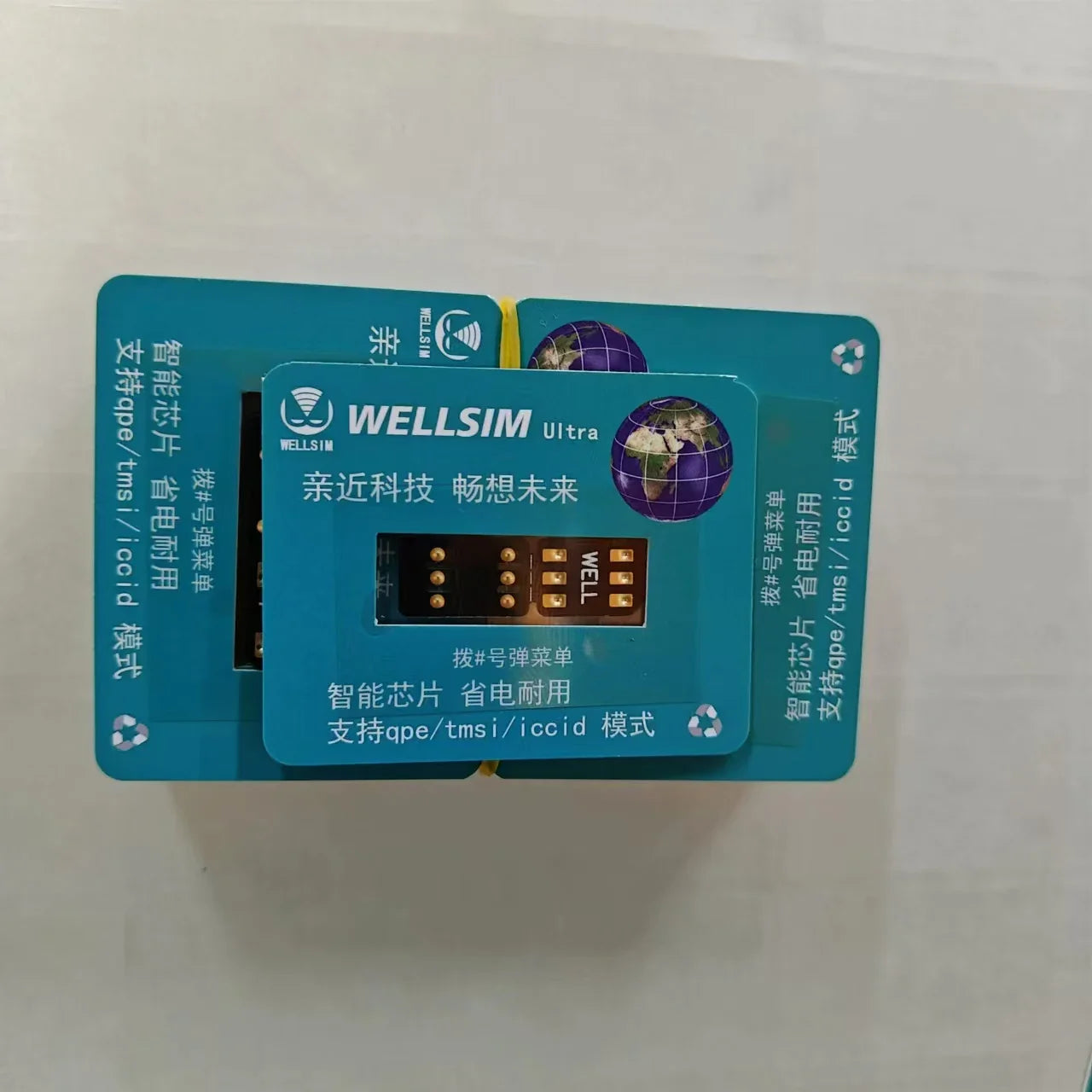 Wellsim Ultra Unlocked Card Stickers – QPE/TMSI/ICCID Modes for iPhone 6-15 Pro Max Smart SIM Adapters