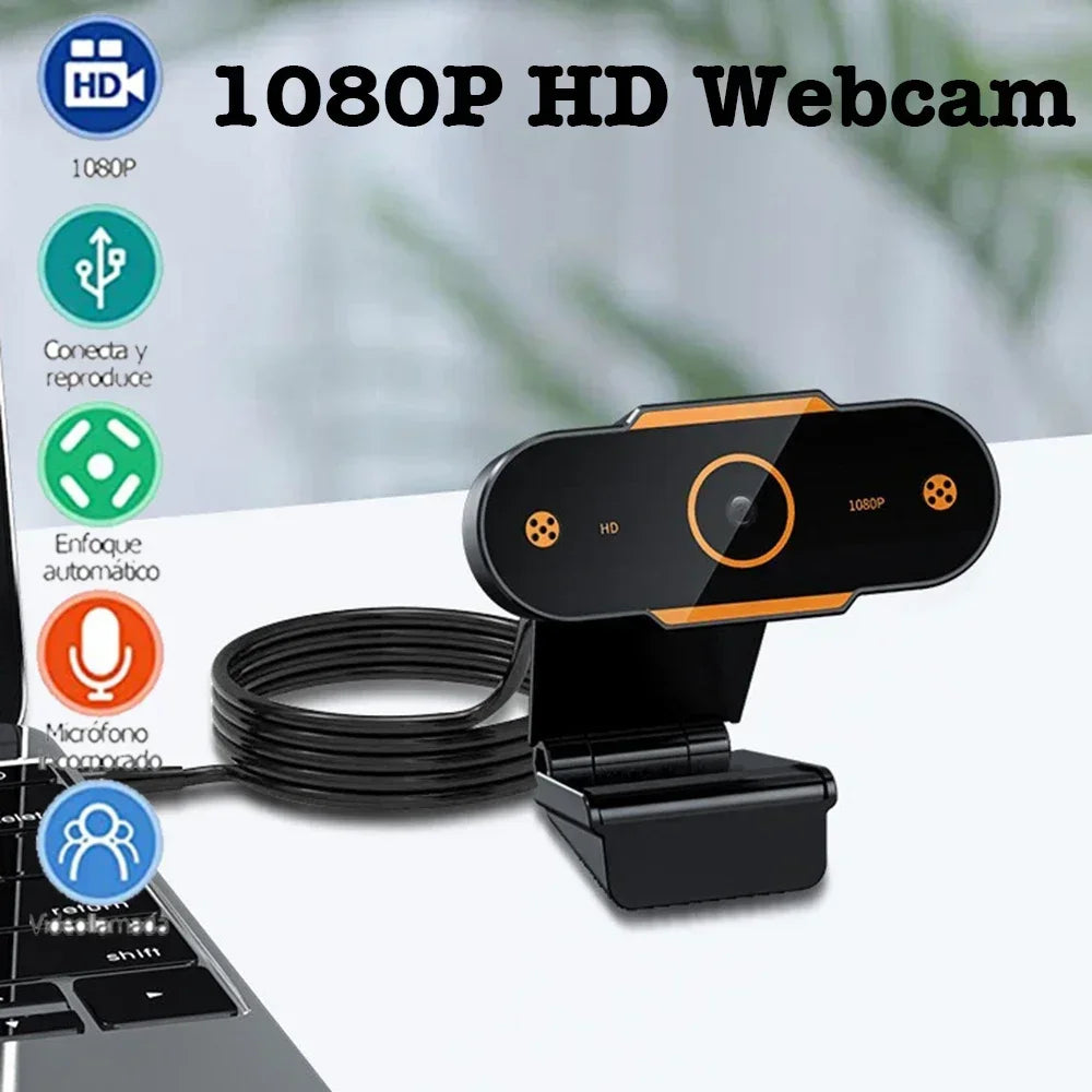 1080P HD Auto Focus Webcam – USB PC Camera with Microphone for Video Calls, Online Teaching & Office Meetings