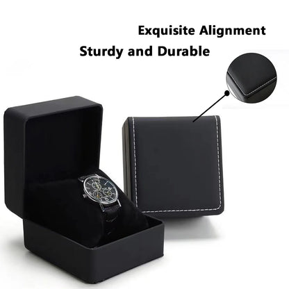 Lnofxas Black Single Watch Gift Box — PU Leather Wristwatch Display Case with Pillow, Organizer for Men