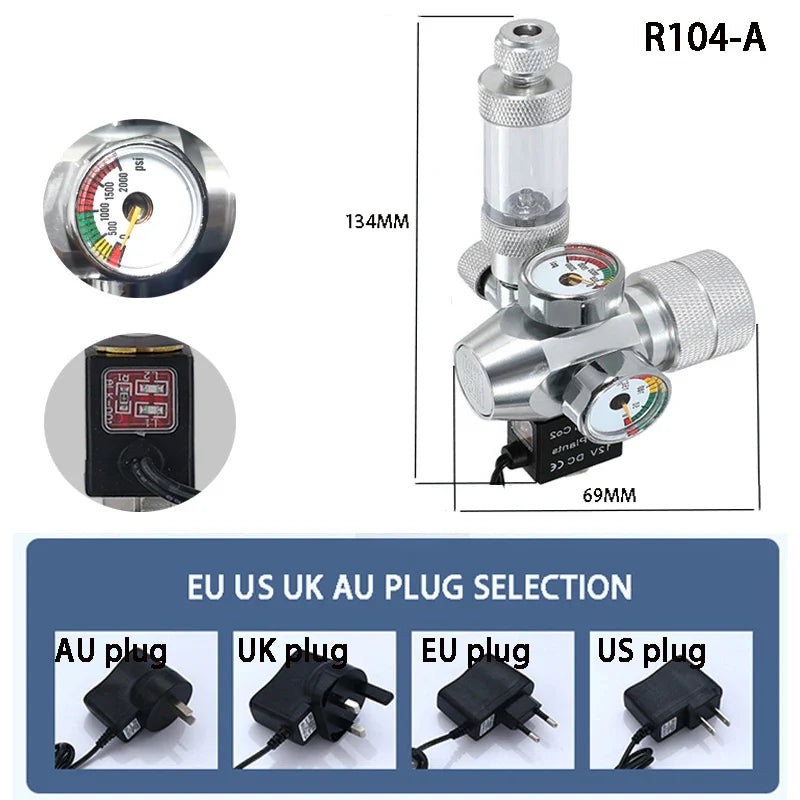 2024 DIY Aquarium CO2 Regulator – Electromagnetic Valve, Bubble Counter & Pressure Reducing Valve for Fish Tank CO2 Control System