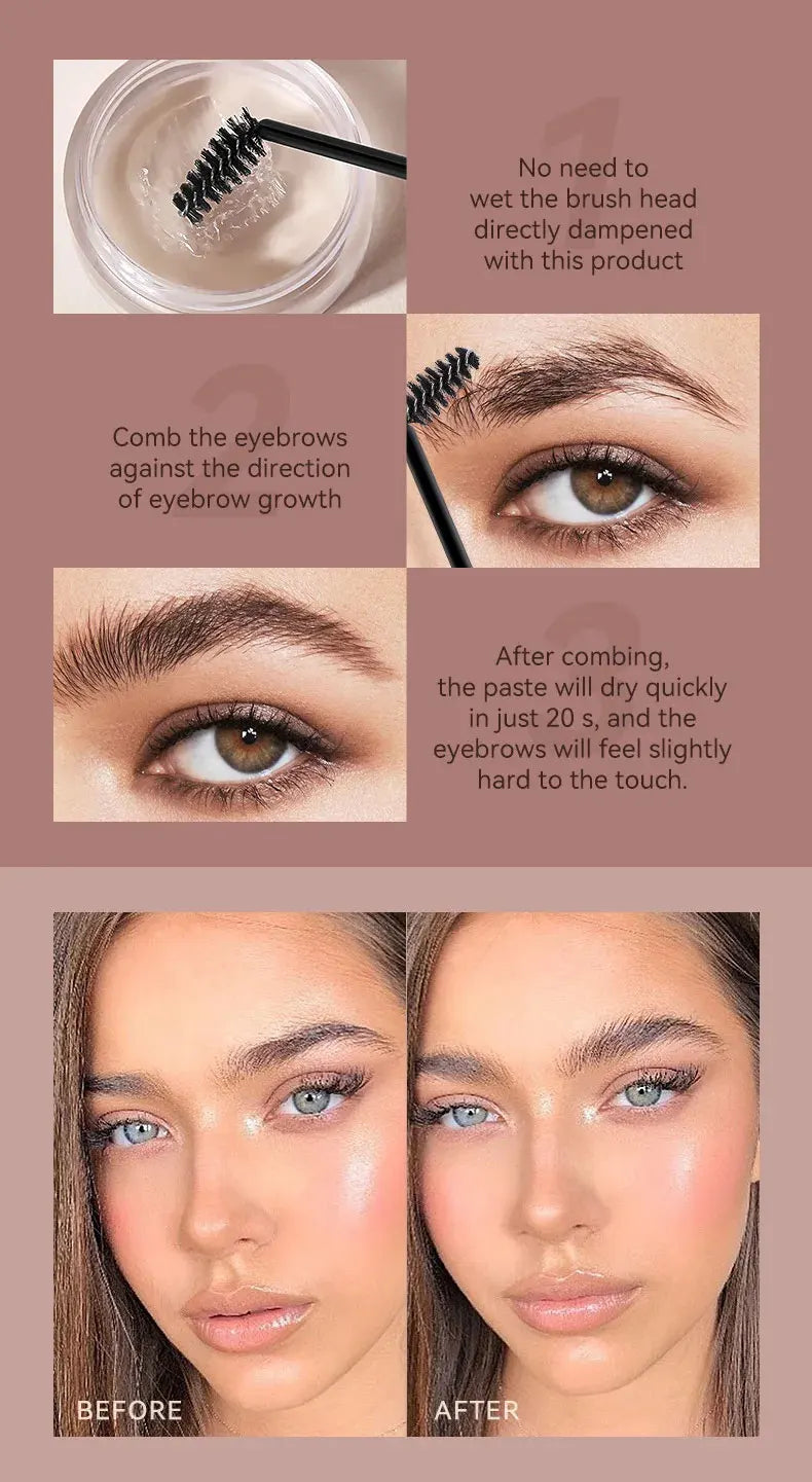 Waterproof 3D Eyebrow Styling Cream – Quick-Drying Natural Brow Pomade, Sculpting Gel Wax for Eyebrow Setting
