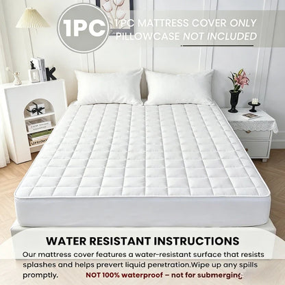Quilted Waterproof Mattress Protector - Breathable Deep-Fitted Mattress Pad with Anti-Slip & Washable Cover