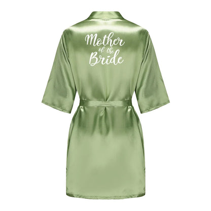 Plus Size Satin Silk Robe for Women - Wedding Bride Bridesmaid Bathrobe Sleepwear in Sage Green