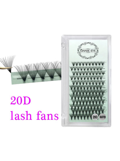 10D Premade Volume Eyelash Fans – Long Stem 3D-6D Pointy Base False Lash Clusters