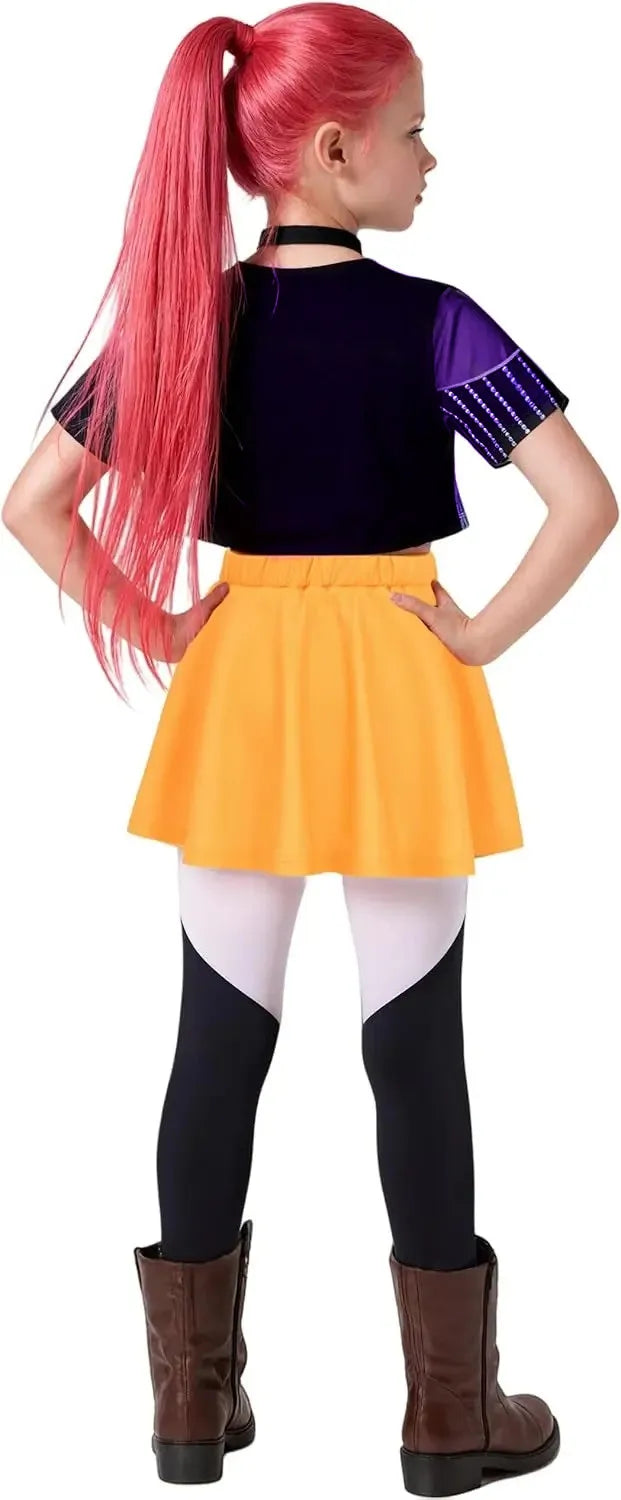 Girls Demon Pop Singer Hunters Costume – Stage Idol Outfit for Kids Halloween and Cosplay Performance