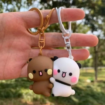 Cartoon Panda Bubu Dudu Magnetic Keychain - Cute Backpack Pendant, Couple Toy Figure Accessory & Fantasy Gift