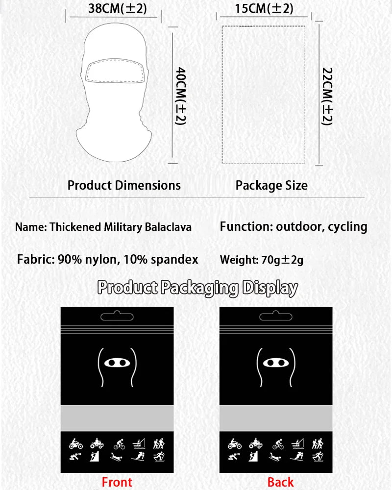 Military Tactical Balaclava Face Mask - Breathable, Dustproof, Wear-Resistant for Army, Police, Motorcycle Helmet Liner