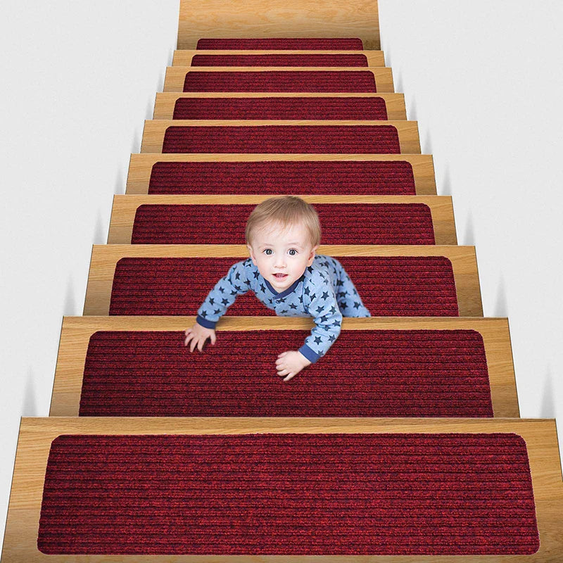 20x76cm Soft Stair Mat – Self-Adhesive Non-Slip Water Absorption Carpet Protector, Variety Pattern Rug for Stairs