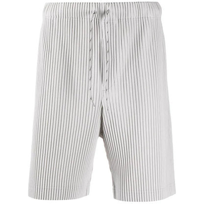 ISSEY 2026 Miyake Pleated Shorts - Men's Loose Draped Straight Leg Drawstring Cropped Pants