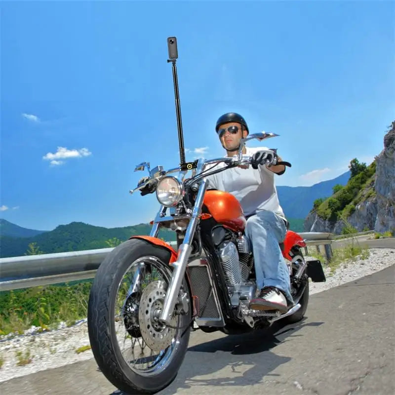Motorcycle & Bicycle Selfie Stick Mount – Handlebar Bracket for Insta360 X5/X4/X3 & GoPro Hero 13-8