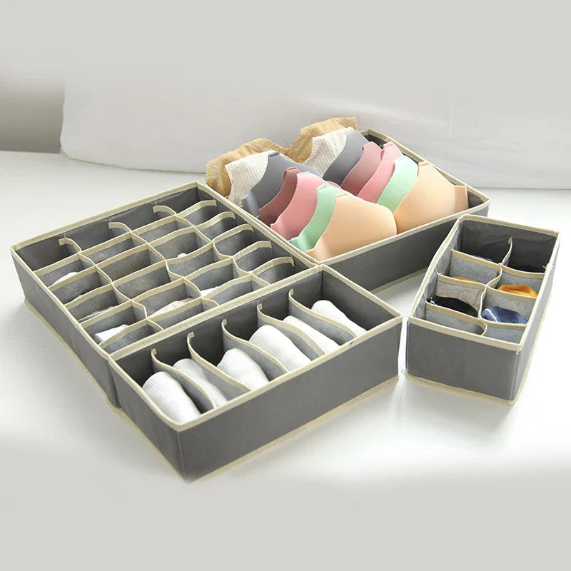 Foldable Underwear & Sock Organizer Box – Wardrobe Drawer Storage Divider for Bras, Pants, Scarves & Ties Closet Organizer
