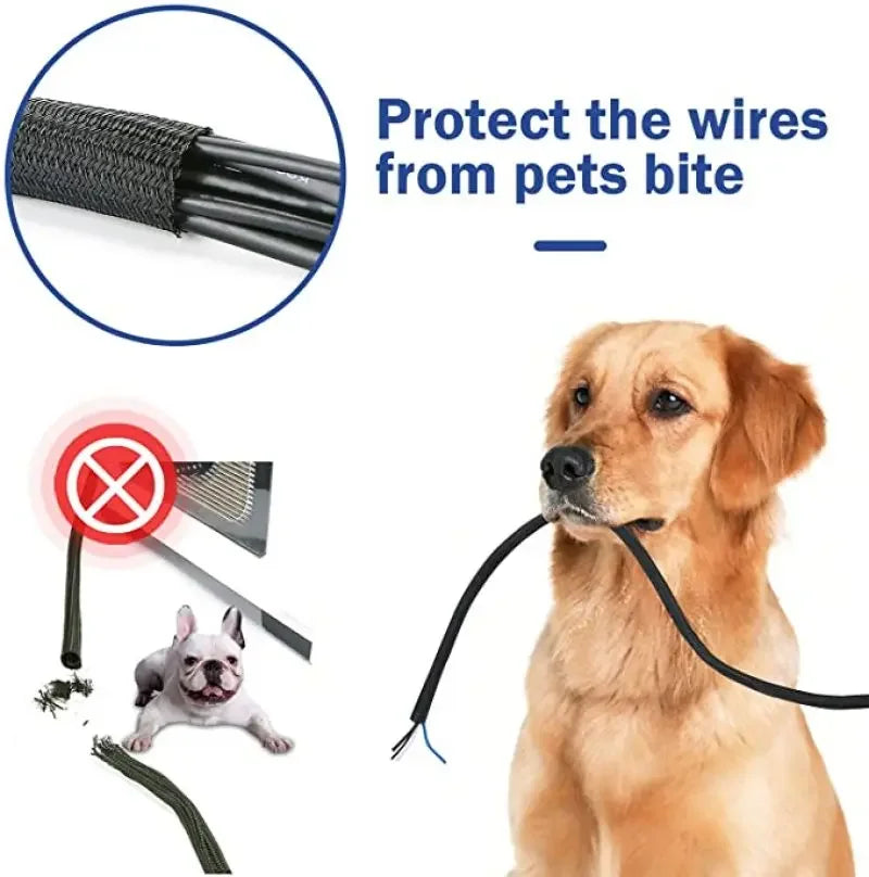 3M Black Insulated Braid Sleeving – 19mm Tight PET Wire Cable Protection, Expandable Cable Sleeve for Wire Gland