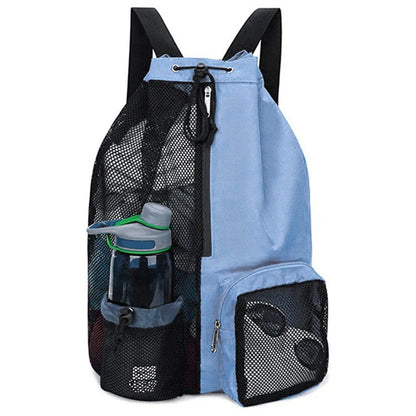 Swim Bag Mesh Drawstring Backpack - Multipurpose Lightweight Beach Bag with Wet Pocket for Swimming, Gym, and Workout Gear