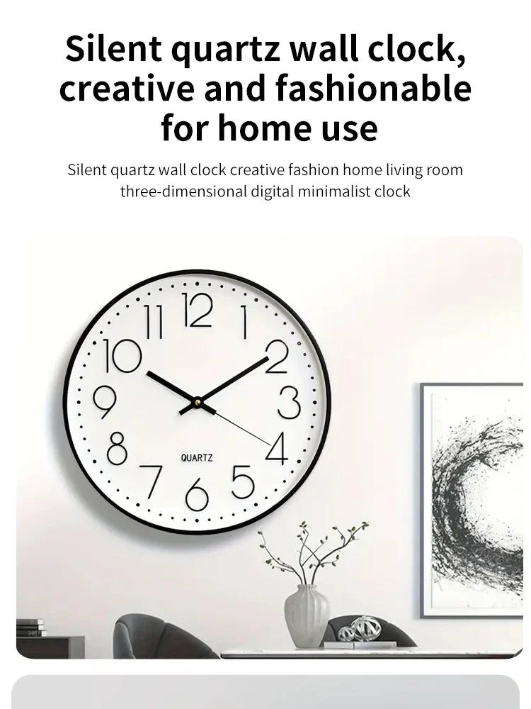 8-Inch Silent Quartz Wall Clock – Hole-Free Minimalist Cubic Digital Clock for Living Room & Bedroom Decor