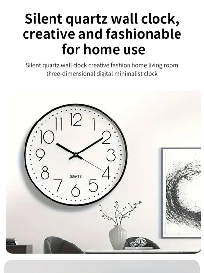 8-Inch Silent Quartz Wall Clock – Hole-Free Minimalist Cubic Digital Clock for Living Room & Bedroom Decor