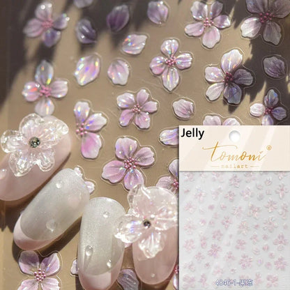 Floral Nail Art Stickers - White Rose Lily Daisy Peony Cherry Blossom & Magnolia Manicure Decals for DIY Nails
