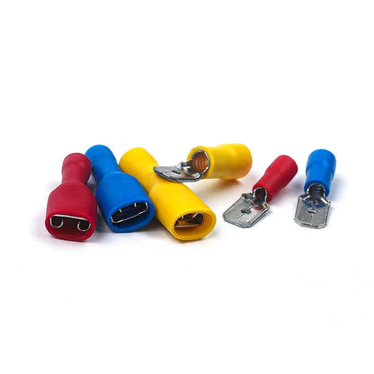 50PCS (25 Set) Insulated Female & Male Spade Crimp Terminal Connectors 6.3mm FDD/MDD Electrical Wiring Cable Plug Kit Universal Use