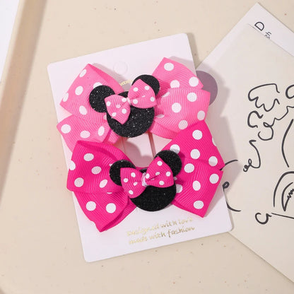 Girls' Polka Dot Bow Hair Clips - 2-Piece Cute Cartoon Hairpins for Toddlers & Babies