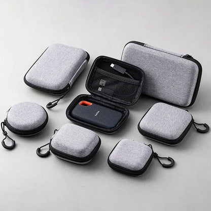 Mini EVA Storage Bag — Zipper Carrying Pouch for AirPods, Earphones, Phone, Charging Cables & Digital Accessories