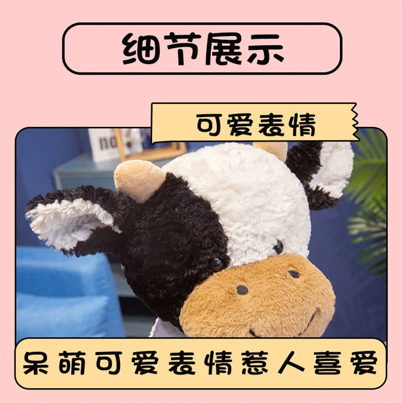 25-70cm Huggable Plush Cow Toy — Soft Stuffed Cattle Doll, Lovely Animal Plush for Kids, Birthday Gift