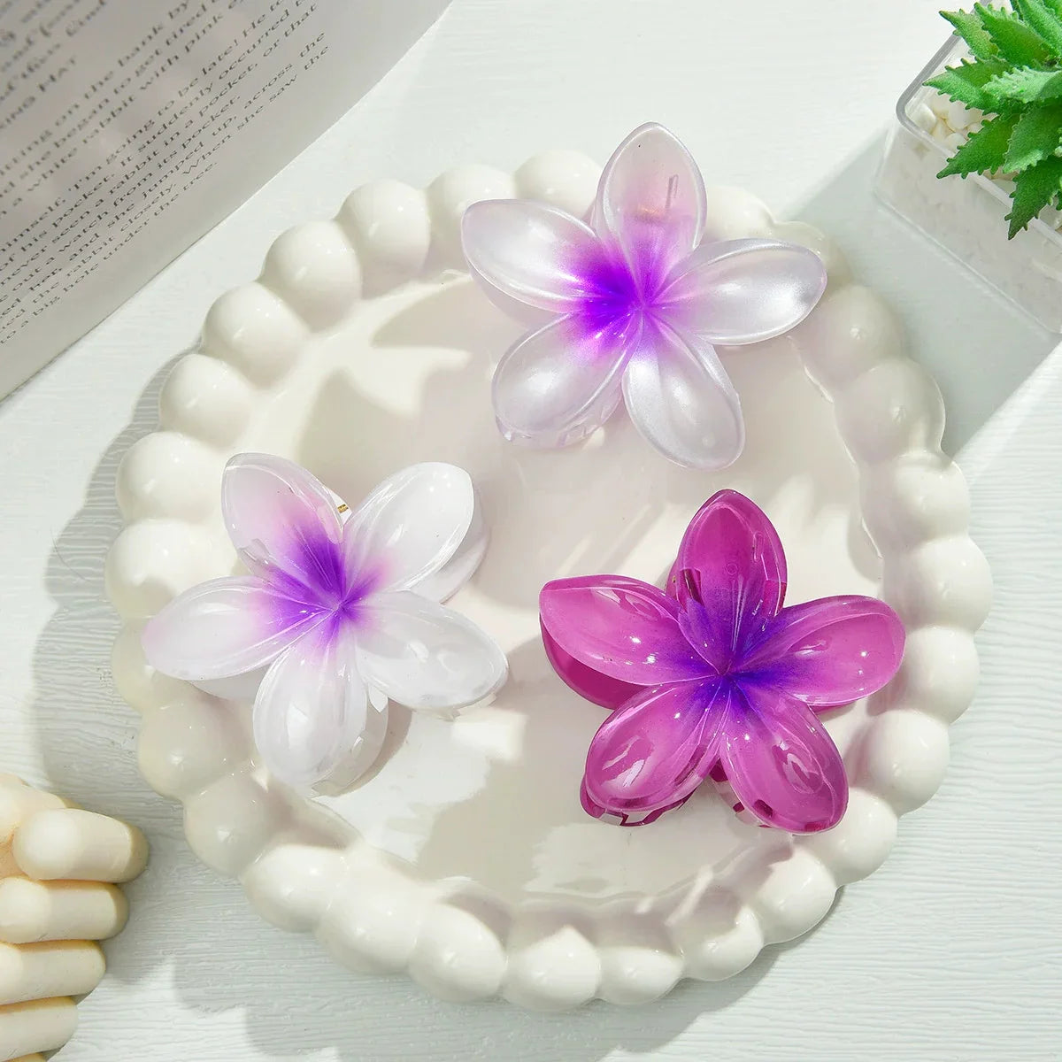 18Pcs Egg Flower Hair Clips | Gradient Candy Color Flowers, Shark Clips for Daily Ponytail Styling
