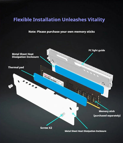 TEUCER ARGB RAM Cooling Kit – Memory Heat Sink Vest for PC Desktop Computers