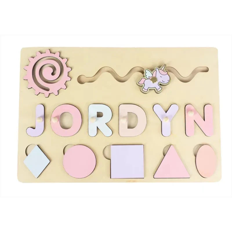 Montessori Personalized Wooden Name Puzzle — Custom Letter Board Educational Toy for Babies