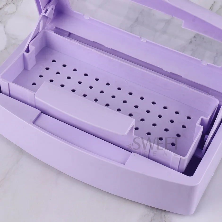 Nail Sterilizer Disinfection Box Pink | Manicure Metal Tool & Tweezers Sterilizer Tray for Salon
