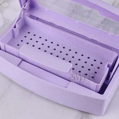 Nail Sterilizer Disinfection Box Pink | Manicure Metal Tool & Tweezers Sterilizer Tray for Salon