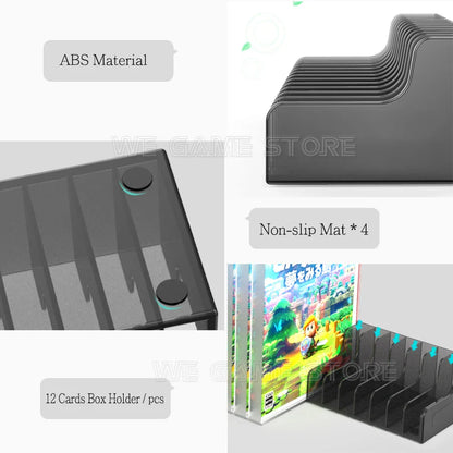 12-Slot Game Card Storage Case for Nintendo Switch OLED/Lite – SD & Game Disk Holder Stand