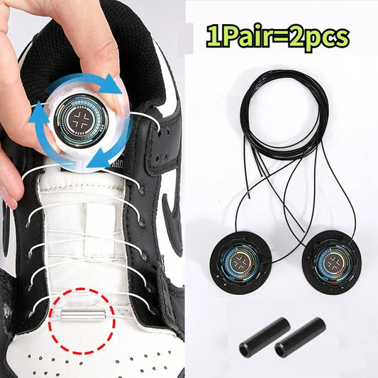 Rotating Metal Wire Swivel Sneaker Laces – No Tie Automatic Buckle for Kids & Adults, Quick Lock Shoestrings