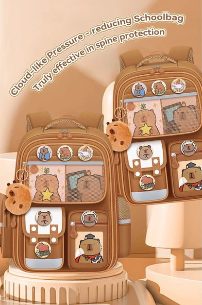 Capybara Waterproof School Backpack | Large Capacity, Ergonomic Straps for Students, Spine-Friendly Gift Bag