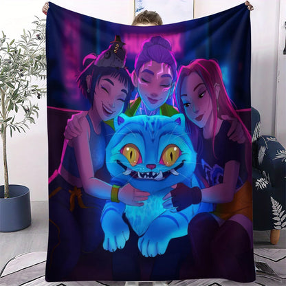 K-Pop Demon Hunters Flannel Blanket – 31 Styles Anime Throw for Home, Travel & Camping Fan Gift