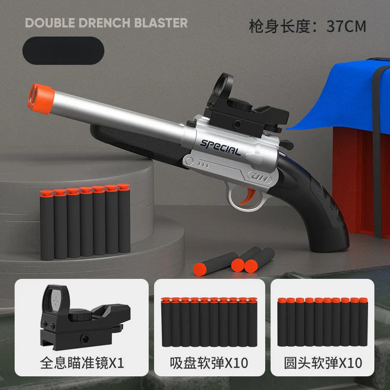 Toy Gun S686 Rifle – Double Barreled Airsoft Launcher with Dual Soft Bullets, Outdoor Sports Shotgun for Kids