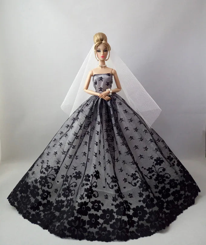 Genuine Barbie Doll Clothes Accessories — 30cm Princess, Wedding & Evening Dresses Lot with Gowns and Skirts