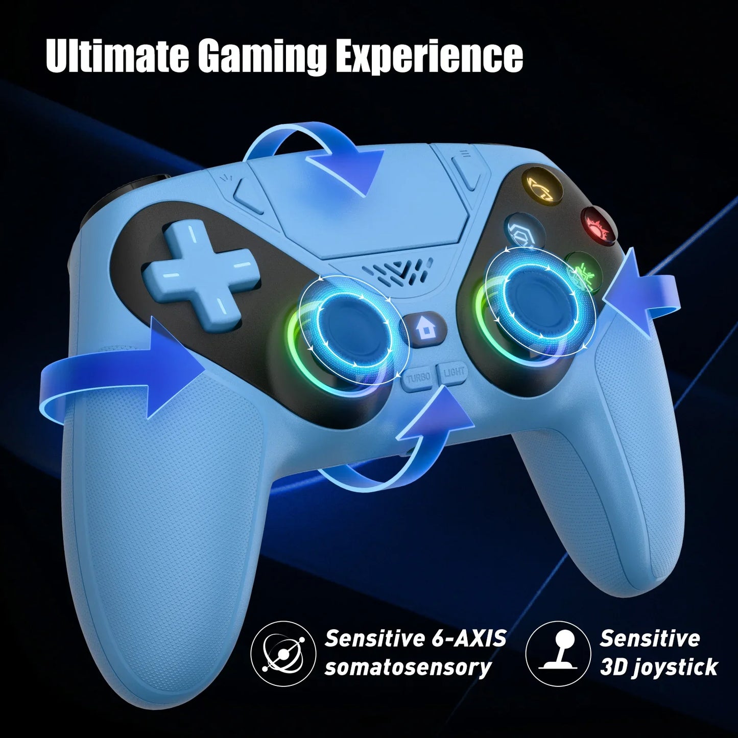 Wireless Bluetooth Gamepad Controller – Dual Vibration Turbo for PS5, PS5 Pro, PS5 Slim & PC