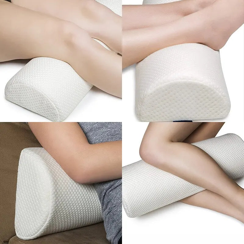 Comfort Memory Foam Bolster Pillow — Cotton Cover Lumbar Support for Legs, Back & Head, Semi-Roll Cushion