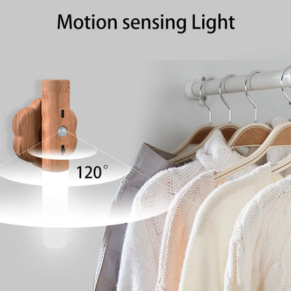 Wireless Wood LED Night Light: USB Type-C Wall Lamp - Versatile Home Lighting Solution for Kitchen, Closet, and Bedroom