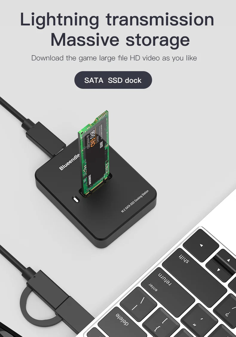Blueendless External SSD Hard Disk NVME Enclosure – 10G Online Reading/Writing Speed, M.2 NVME SD Docking Station Case