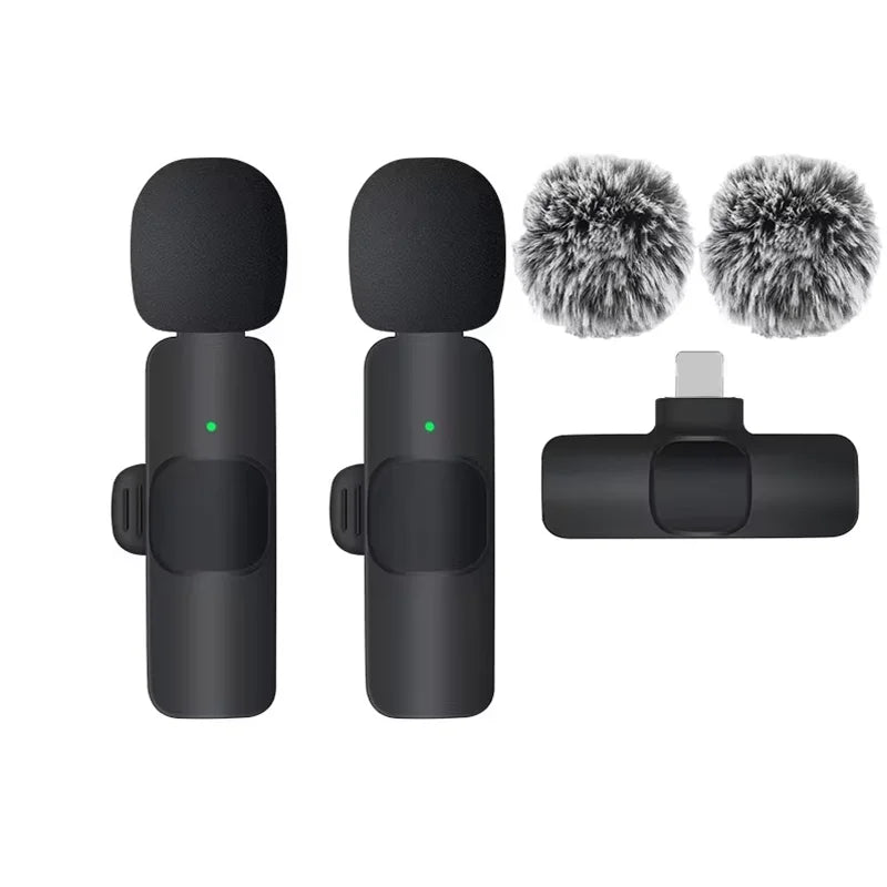 Basix Wireless Lavalier Microphone – Mini Windproof Audio Recorder with Replaceable Wool for iPhone 16, Vlog & YouTube Shooting