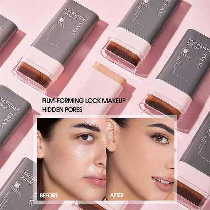 TVLV Concealing Foundation Stick — 5 Shades with Built-In Brush, Lightweight Cream Finish, Waterproof Makeup