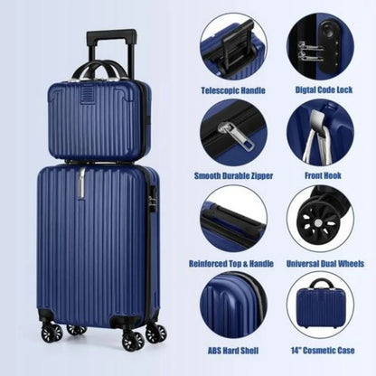 2-Piece Hardshell Luggage Set 20” + 14” – Lightweight Expandable Spinner Suitcases with 360° Wheels & TSA Lock