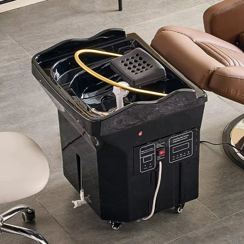 Portable Black Head Spa Shampoo Chair with Water Tank – Mobile Salon Basin