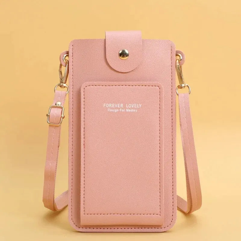 Women's Soft Leather Wallet Crossbody Bag – Touch Screen Phone Purse with Shoulder Strap