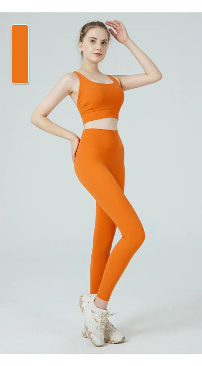 2-Piece Women’s Yoga Tracksuit – Pilates Fitness Set with Push-Up Sports Bra & Leggings for Gym Workout