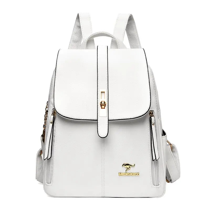 Luxury Leather Backpack for Women - Vintage Black Daypack, Casual School Bag for Girls, Mochila Rucksack Style