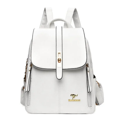 Luxury Leather Backpack for Women - Vintage Black Daypack, Casual School Bag for Girls, Mochila Rucksack Style
